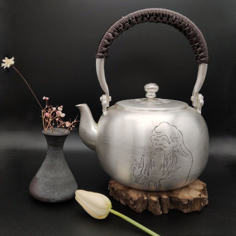 老子手工银壶提梁壶 足银本色茶具礼品