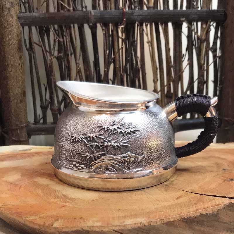 道之赋-足银本色茶具礼品银泡茶壶隔热银盖杯防烫公道杯