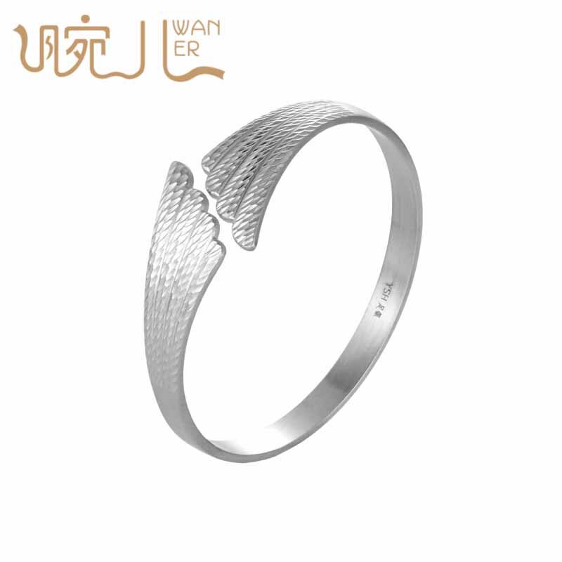 腕儿 999纯银手镯比翼双飞个性银饰银镯子女款送女友送妈妈