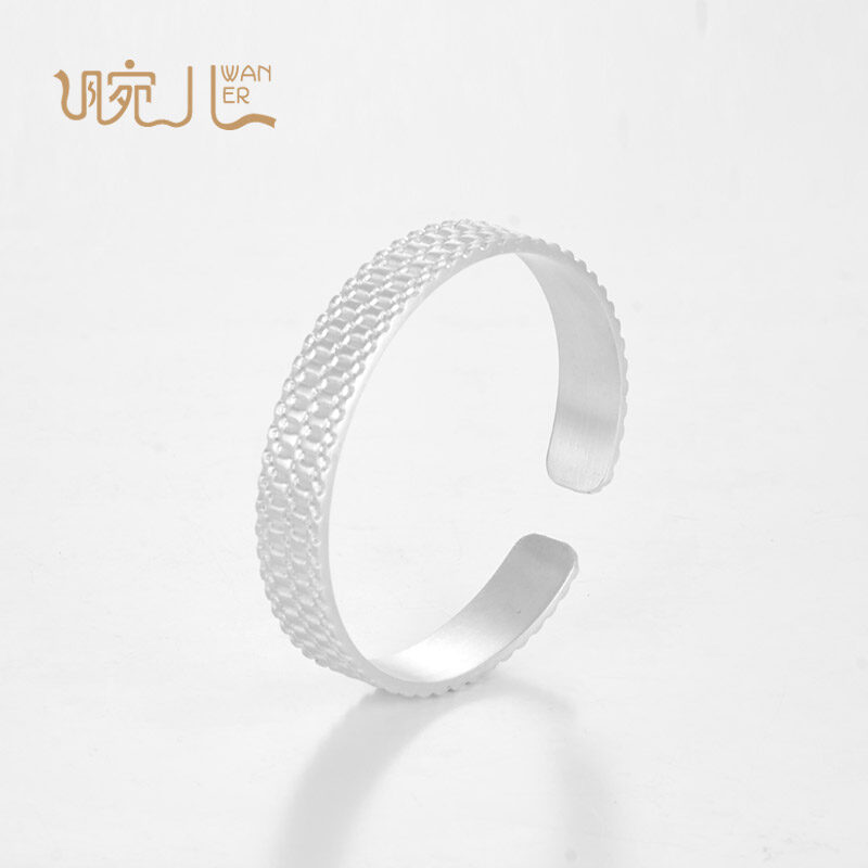  999纯银手镯木兰辞个性银饰银镯子开口女款送妈妈送长辈