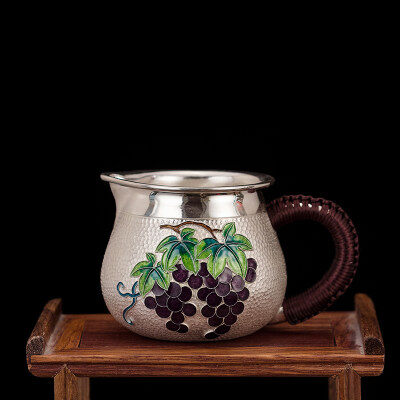 硕果累累公道杯纯银分茶器银制礼品纯手工茶壶茶道家用银壶实用把手分茶器