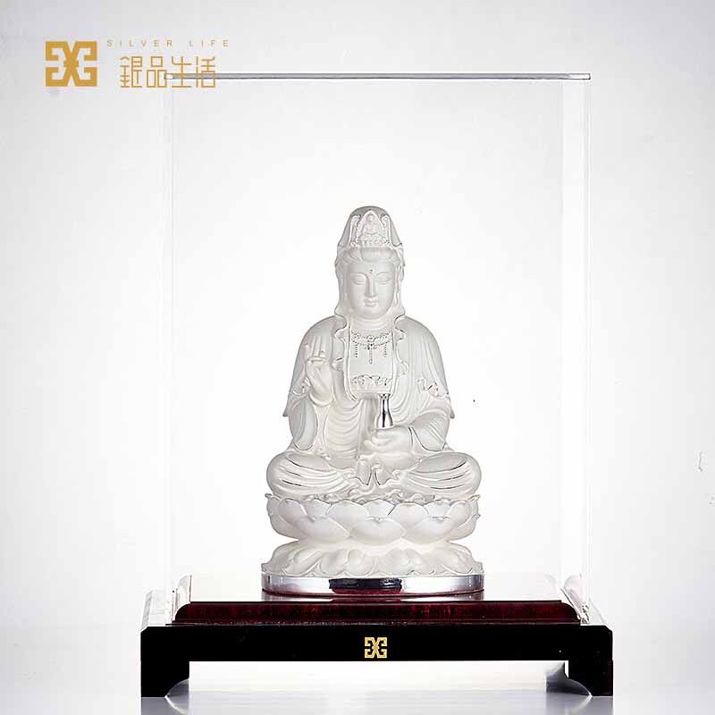 足银观音坐莲银饰摆件观音造型设计家居客厅店铺办公室创意银饰品