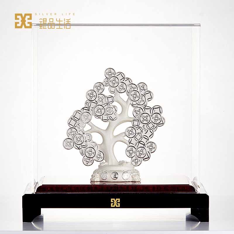 足银金钱树银饰摆件金钱树造型设计家居客厅店铺办公室创意银饰品