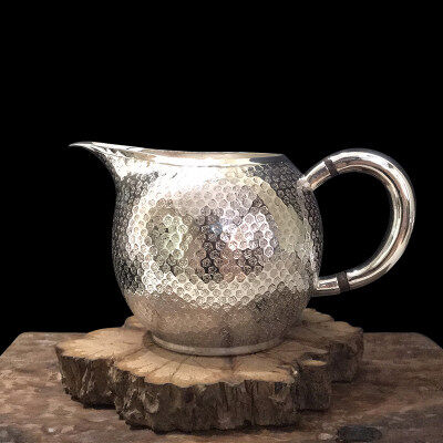 梅花纹公道杯足银实用纯银分茶器茶壶送礼自用收藏功夫银茶具