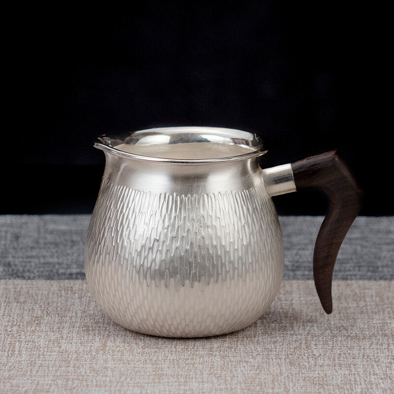 足银公道杯纯手工把手分茶器家用公道壶功夫茶壶茶道家用银壶