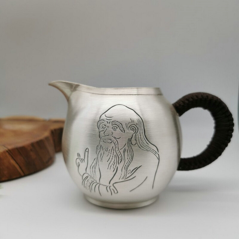 老子足银公道杯,实用纯银分茶器茶壶送礼自用收藏功夫银茶具 