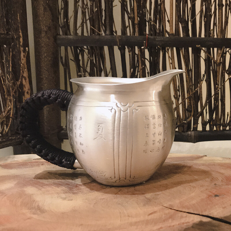 足银本色茶具礼品-四季公道杯足银公道杯银茶具实用银器