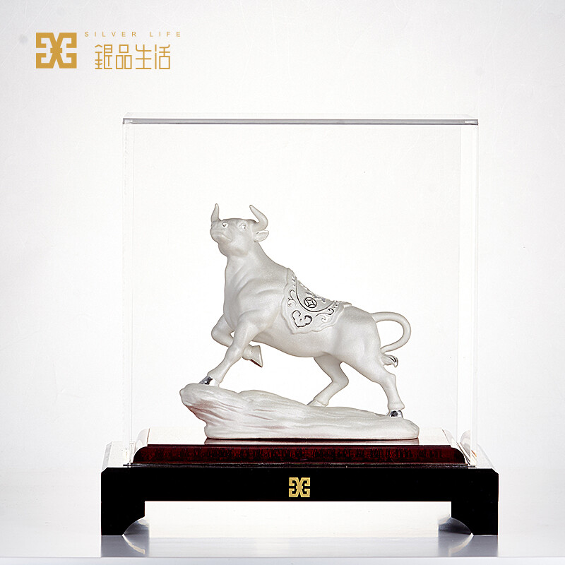 足银日进斗金银饰摆件纯银牛生肖本命年礼物创意银饰礼品