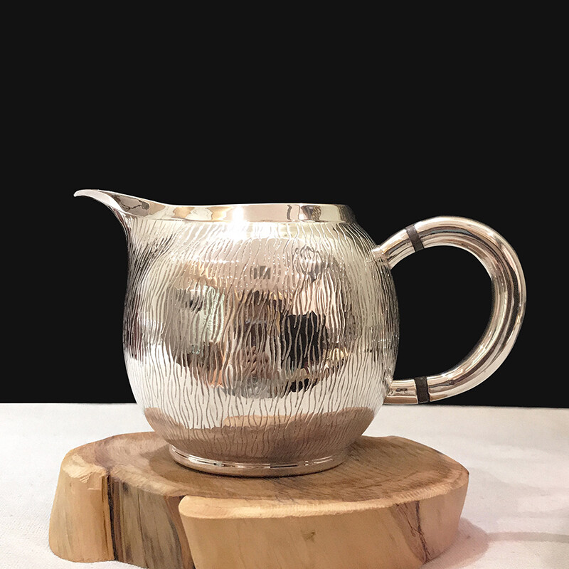 足银竖水波纹公道杯实用纯银分茶器银制礼品