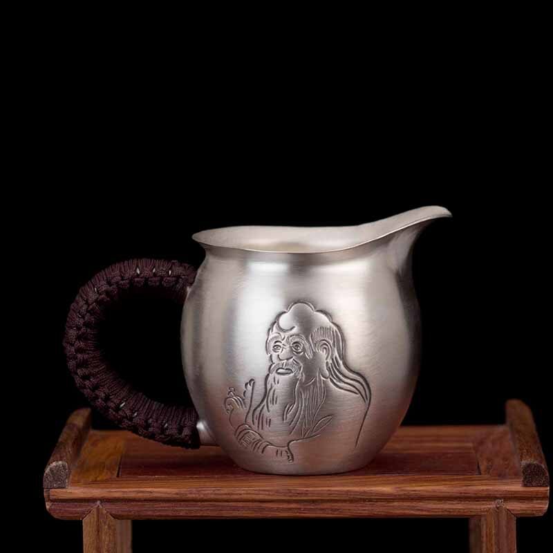 足银老子公道杯功夫茶具银茶杯滤茶杯银壶分茶器 