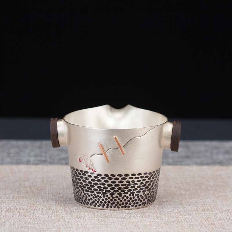 足银公道杯防烫公道杯实用银烧水壶分茶器隔热银盖杯