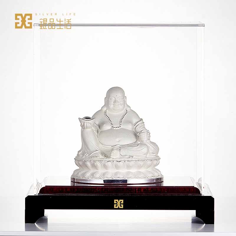 足银大肚弥勒银饰摆件弥勒佛造型设计家居客厅店铺办公室创意银饰品
