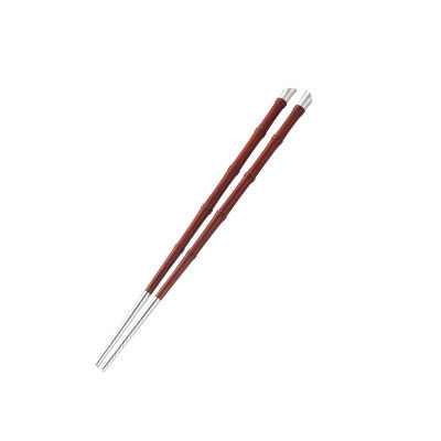 足银本色檀木筷子-一双装家用福字竹节型筷子