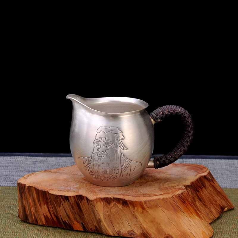 足银本色茶具礼品防烫公道杯实用银烧水壶 纯手工茶壶公道杯