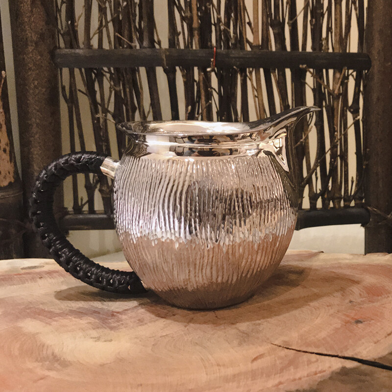 足银公道杯日式锤目纹分茶杯单个功夫茶具银公杯银器茶具 